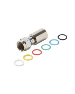 Steren 200-003 RG59 Compression Connector Mini Nickel Plate PermaSeal II Machined Brass 6 Color Coded Bands 360 Degree Connect to Coaxial Cable Weatherproof 1 Single Pack Mini