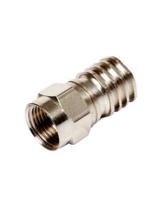 Steren 200-024 RG6 F-Connector Quad Tri Shield Hex Coaxial Weather Sealed with Universal Hex Sleeve Coaxial Cable F-Connector 1 Pack Silver Plated RG-6 Crimp-On Bulk Coaxial Plugs, Part # 200024
