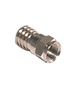 Steren 200-026 RG59 Quad Tri Shield Connector F Universal Coaxial Crimp-On Standard Coaxial Cable Nickel Plated Brass Hex F-Connector 1 Pack TV Antenna Audio Video Signal Coaxial Plugs, Part # 200026