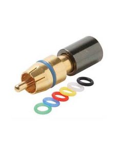 Steren 200-083 RG-59 RCA Compression Connector with 6 Color Coded Bands Gold Plated Permaseal II RG59 Female to RCA Male Plug Adapter, RF Digital Commercial AV Component, Part # 200083