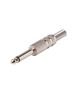 Steren 250-105 1/4" Mono Male Plug Audio Connector 6.3mm Nickel Plate with Spring Relief Sleeve 1/4 Male Phono Audio Video Jack Plug Connector Solder Type Adapter A/V Signal Connector, Part # 250105