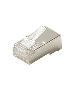 Steren 301-188 CAT5E Shielded Plug Connector Modular Solid RJ45 8 Pin Gold Plated Contacts UL 24-28 AWG 3-Prong Network Ethernet Data Telephone Line