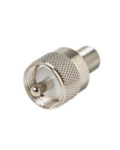 Eagle F Female to UHF Male Adapter Coaxial Connector Plug to F-Female Jack Adapter Coaxial Connector UHF Plug to F Jack Commercial Grade Nickel Plated with Delrin Insulator, Part # 200194