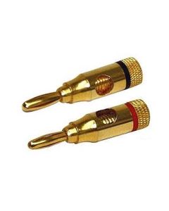 Steren 250-201 Banana Plug Connector 1 Pair Gold 18 to 12 AWG 2 Pack Speaker Compression Connector Black Red Connector Gold Plate 18 to 12 AWG Wire Pair Speaker Jack, Part # 250201