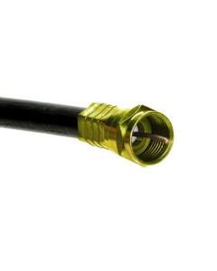 Eagle 5' FT Quad RG6 Coaxial Cable Black with Gold F-Connectors Installed Each End Quad Shielded RG-6 Jumper 75 Ohm with Heavy Compression F Connectors, CATV Quad Shielded High Resolution