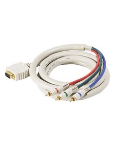 Steren 253-512IV 12' FT VGA HD-15 SVGA 3-RCA Male Cable Python D-Sub HDTV Gold Component RGB Ivory 24 K Gold Plate Color Coded Double Shielded Digital Signal Jumper, Part # 253512-IV