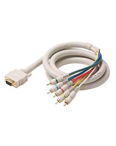 Eagle 12' FT VGA HD15 Cable 5-RCA Male Component Video SVGA RGB 5 RCA Gold Ivory Jacket 15 Pin HD-15 Ivory Gold Python HDTV RGBYW Video Audio Cable Stereo Color Coded Double Shielded Digital Signal Jumper