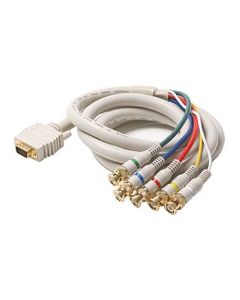 Eagle 6' FT SVGA to 5 BNC Male Component Cable Male HD-15 Ivory Python Gold HDTV Video VGA RGBYW Dual Shield Ivory Cable Stereo 5-BNC Male to SVGA 24 K Gold Plate Color Coded Digital Signal Jumper