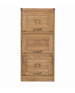 Eagle 18.5 x 40.5" Engineering Classic Oak American Traditional Home Office Solid Wood File Cabinet with 3 Easy Slide Drawers, Brass Hardware Trim, Available in All Stain Options, Part # E-16003