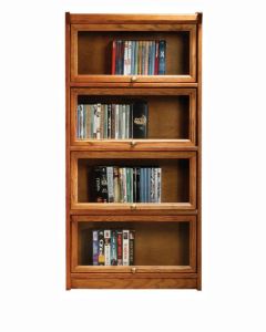 Eagle 24.5 x 49.25" Ohmaha Classic Oak 4 Section Barrister Audio Video Media Curio Cabinet Display Hutch, 4 Slider Glass Doors, 3 Fixed Shelves, Available in All Stain Finishes, Part # E-554