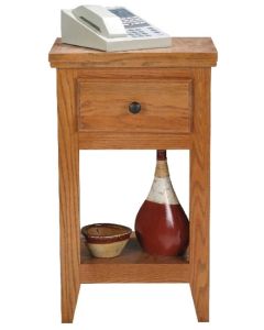 Eagle 16.5 x 28" Telephone Stand Rene Sedona Oak Home Furniture with Solid Wood Lines, Straight Leg Design, Pull-Out Drawer, Brushed Black Hardware and Open Bottom Shelf, Part # E-7006