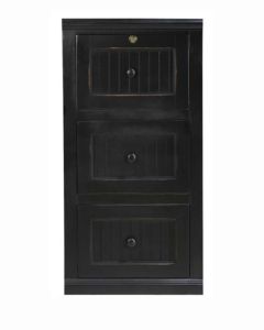 Eagle 19 x 42" Nassua Coastal Solid Wood Painted Executive Furniture 3 Drawer Home Office File Cabinet, Shown in Antique Black Finish with Matching Hardware, Part # E-72003