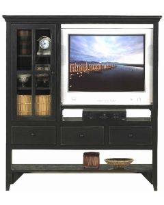 Eagle 36" TV Cabinet Denver Sedona Painted Entertainment Furniture Hutch with Side Audio Video Tower, Removable DVD VCR Shelf, 3 Drawer Design and Open Bottom Display, Shown in Antique Black, Part # E-72831