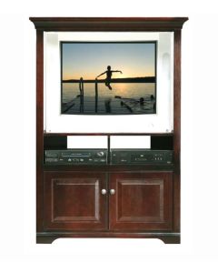 Eagle 36" HD TV Entertainment Center Savannah Painted Contemporary Solid Wood Furniture Wide Screen Cabinet Hutch with Fixed DVD VCR Shelf and Raised Panel Doors, Shown in Caribbean Rum, Part # E-92510