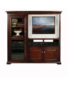 Eagle 36" TV Entertainment Center Wall Cabinet Lumberton Savannah Painted Contemporary Solid Wood Wide Screen Furniture Hutch with Side Audio Video Storage, Shown in Caribbean Rum Finish, Part # E-92832