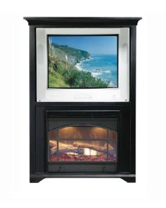 Eagle 36" TV Fireplace Entertainment Center Wrights Savannah Painted Contemporary Solid Wood Furniture Wide Screen Cabinet Hutch with Home Electric Hearth Fire Place, Shown in Antique Black, Part # E-92910