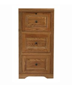 Eagle 21 x 42" Governor Oak Ridge Solid American Hardwood Furniture Classic 3 Drawer Home Office File Cabinet with Fluted Detail and Cut-Away Moulding, Part # E-93003