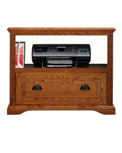 Eagle 38 x 30.25" Printer Stand Computer End Table Oak Ridge American Hardwood Home Office Furniture with Bottom Pull-Out Drawer and Open Shelf, Fluted Detail and Arched Base Trim, Part # E-93009