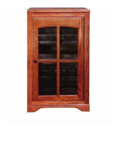 Oak Audio Video Cabinet Component Storage Oak Ridge Solid American Hardwood Eagle Furniture Display Storage Cabinet with Arched Top Glass Door, Part # E-93152