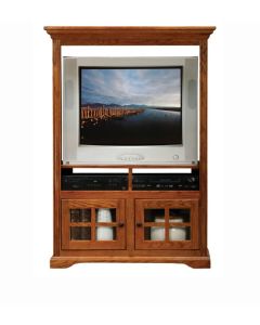 Eagle Industries 93510 36" Inch TV Hutch Entertainment Center Carson Oak Ridge American Solid Wood Frame Furniture Entertainment Center with Fixed DVD VCR Shelf, Bottom Media Storage and Fluted Detail, Part #  E-93510