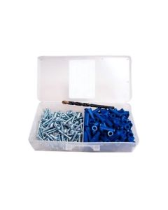 ASKA ANC-Kit 100 Pack Wall Anchor Kit #8 Plastic Anchors Fastener Pan Head #8 Screws 100 Pk One 3/16' Masonry Drill in Plastic Case 201 Piece Count, Home Improvement Set, Part # ANCKIT