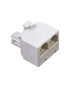 Woods10-Pack 0703W 2-Way Phone Duplex Splitter Modular T-Adapter Line Dual White Jack Divider Telephone Cord Snap-In Jack Connector Extension