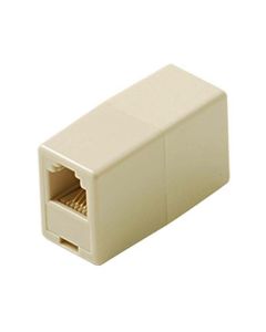 Woods 704-I Phone Coupler In-Line Ivory 4-Conductor Modular RJ11 Extension Adaptor Cord RJ-11 Jack Plug Telephone Add-On Cable Splice Connection