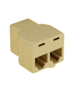 Leviton C0280-I Telephone Modular 2-Way Coupler Tee Adapter Ivory Splitter Dual Cord Telephone Line Data Base Plug Extension Divider Connection Jack Adapter, Part # C0280I