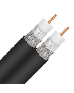 Eagle Dual RG6 Coax Cable 500 FT Black 3 GHz Coaxial CCS 18 AWG Siamese