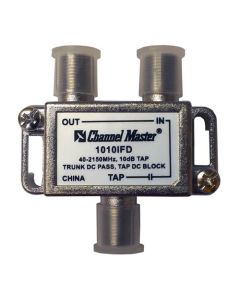 PCT 1010IFD 10 dB Directional Tap 2 GHz 1 Way Tap 40 - 2150 MHz T-Type 2 GHz 75 Ohm DC Passive Trunk DC Pass Tap DC Block High Frequency UHF / VHF Video Signal TV Antenna Coax Cable