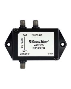 Channel Master 4002P Satellite Diplexer Combiner DC Passive Commercial Grade High Performance UHF/VHF Antenna Signals 2 GHz 950 - 2150 MHz Combining HDTV Antenna / Satellite Signal Diplexer with Weather Boots, Part # 4002-P
