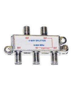 Steren 200-224 4-Way Splitter Full Size 900 MHz Antenna Video Signal 5-900 MHz with 75 Ohm Coax Cable Component Connections, VCR DVD Line Adapter, Single Pack, Part # 200224