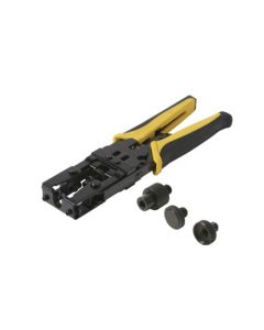 Steren 204-036 Professional Compression Crimp Tool F BNC RCA Connector Universal 3 in 1 Adjustable Combo Crimper with Additional Head Attachments and Cutting Blade, Part # DL-8073RC, 204036